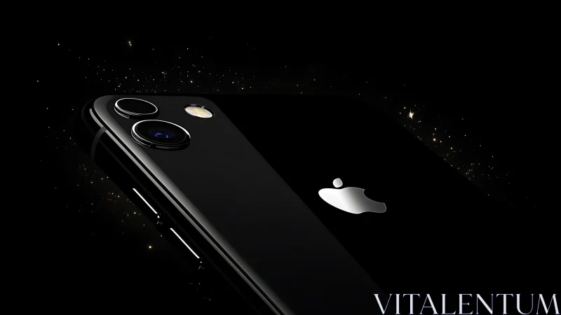 Dark smartphone with advanced dual camera array in stellar context rendering