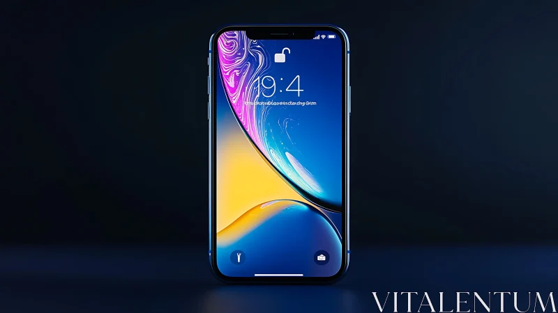 iPhone XR Smartphone with Liquid Retina Display and Vibrant Abstract Wallpaper