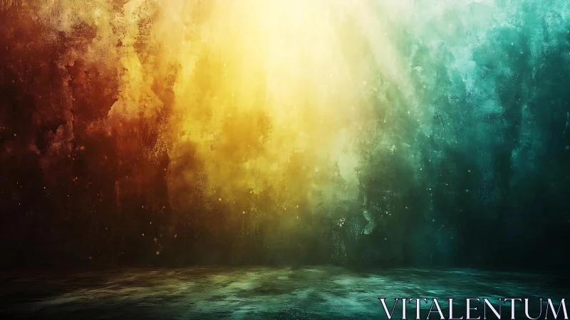 Diffuse vertical light beam divides textured color gradient