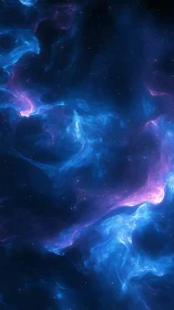 Digital nebula field shows blue and magenta luminous clouds