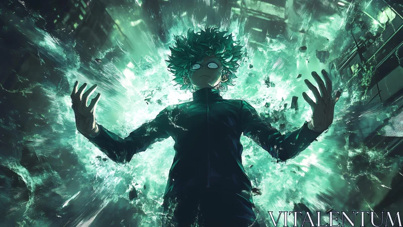 Shock eyed hero detonates a neon storm of chaotic power