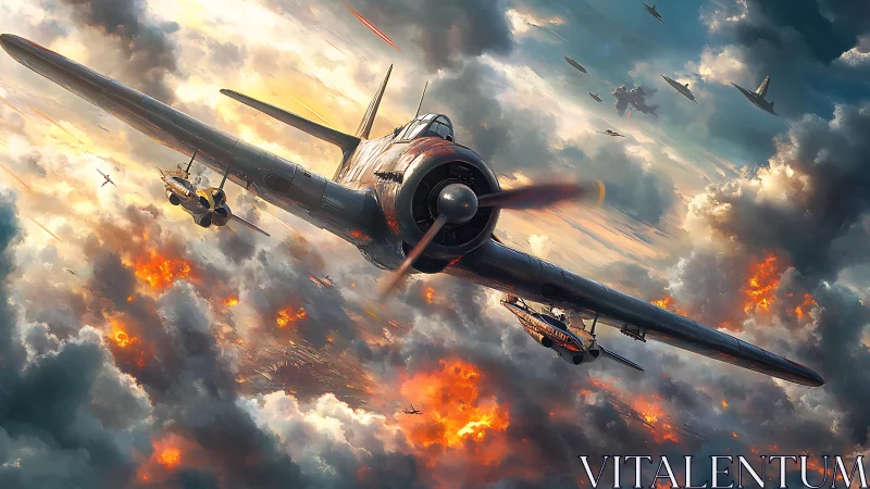 Warbird plunges through thunderous skies of burning metal