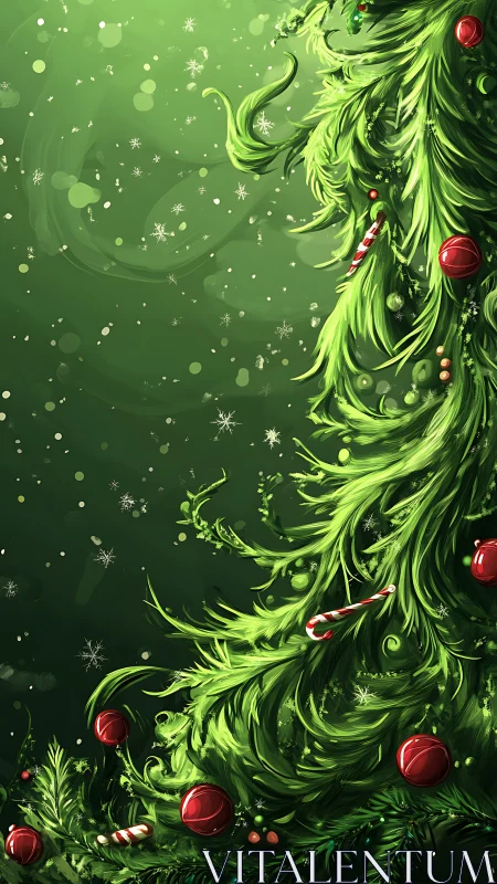 Swirling Evergreen Magic with Candy Cane Whimsy.