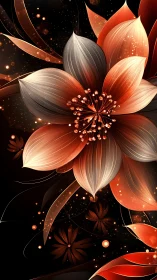 Large-scale digital flower composition with red and white petals on dark background.