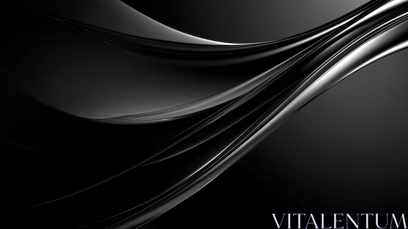 Curved black and metallic abstract lines on dark surface.