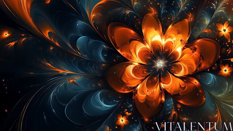 Starlit ember blossom unfurls in swirling cosmic petals.