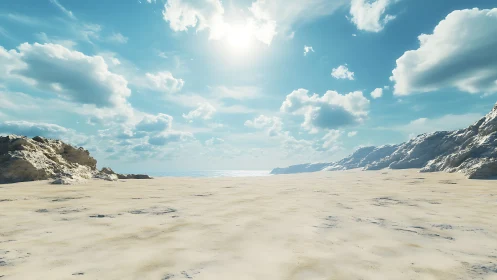 Expansive Coastal Beach Between Towering Chalk Cliffs
