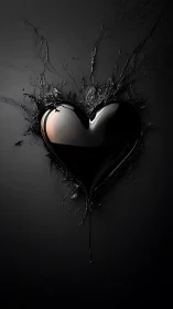 Black Heart Shattering with Dynamic Liquid Splash