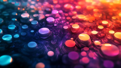 Multicolored circular forms in swirling abstract surface field.