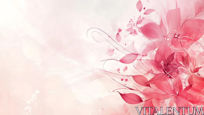 Pink Floral Composition with Luminous Particles