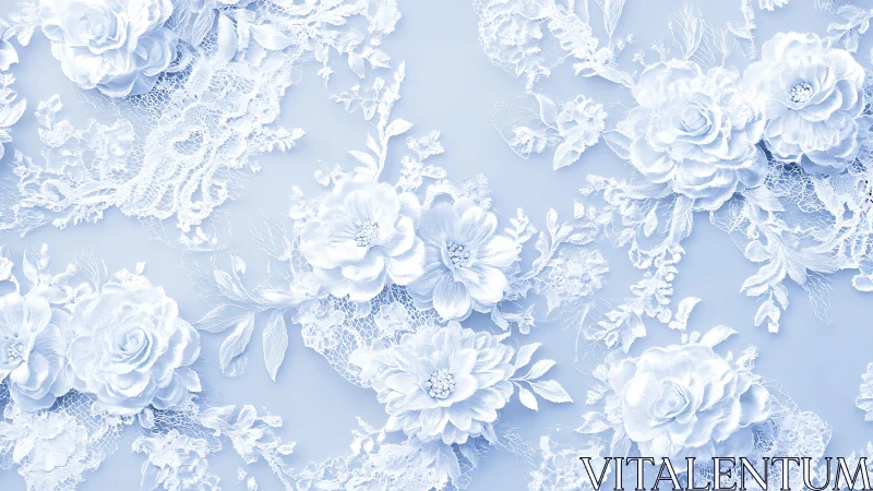Delicate Lace Flowers in Soft Blue and White.