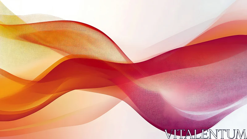 Layered red and orange flowing wave mesh on white background.