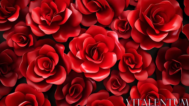 Dense cluster of red roses with layered petals against dark background