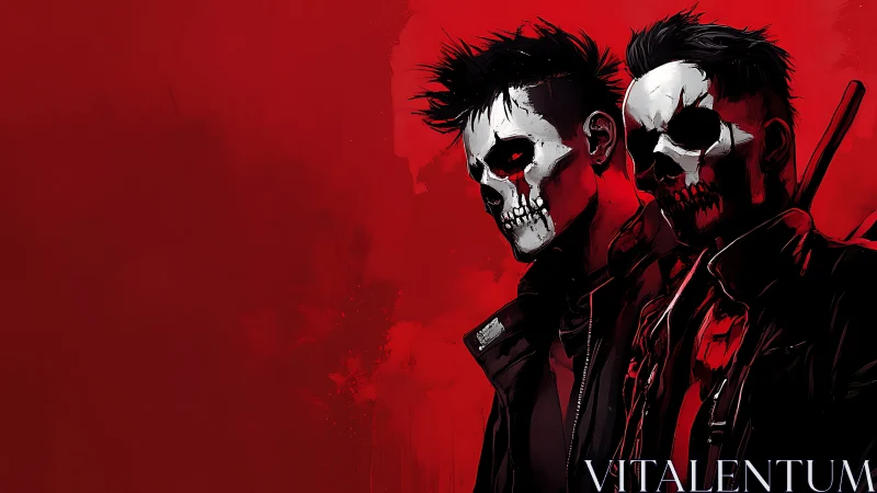 Skull-masked drifters burn through a crimson urban silence