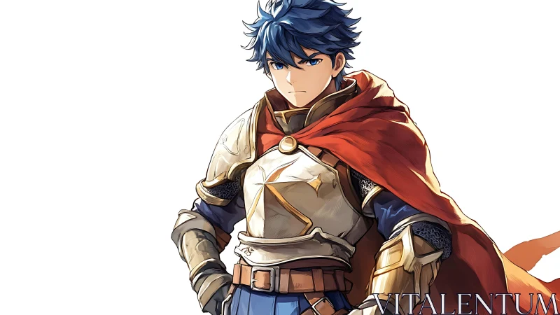 Steel-hearted blue-haired knight stands ready for destiny