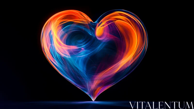 Neon Fluid Heart with Dimensional Light Refraction.