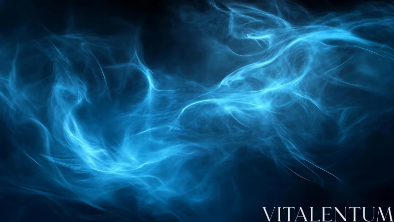 Ethereal Blue Smoke Swirls in Abstract Digital Art Style.