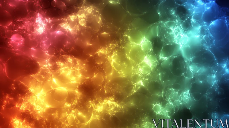 Radiant fractal bubbles form prismatic glowing energy field