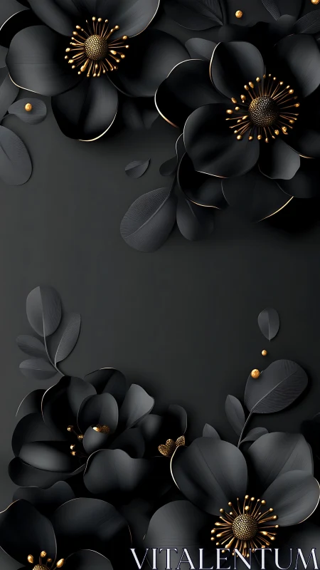 Obsidian Blooms Illuminate: Dark Petals Dance With Gold