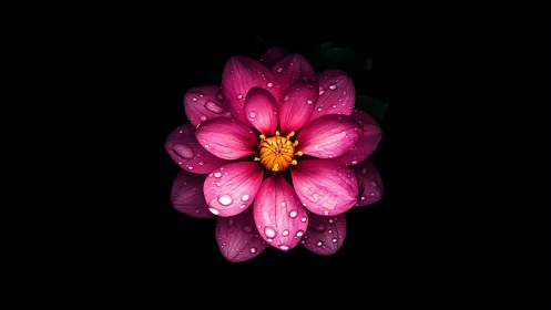 Radiant Pink Blossom Glistening in the Rain.