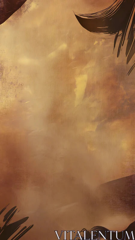 Warm abstract background frames space with dark brush leaves