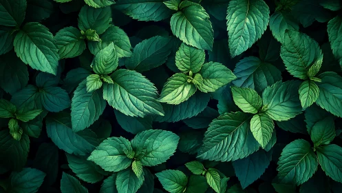 Emerald mint canopy whispers in layered forest shadows.