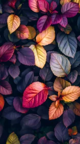 Multicolored foliage shows controlled gradient lighting and focus