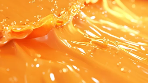 Vibrant splash of orange liquid in close-up abstract style.
