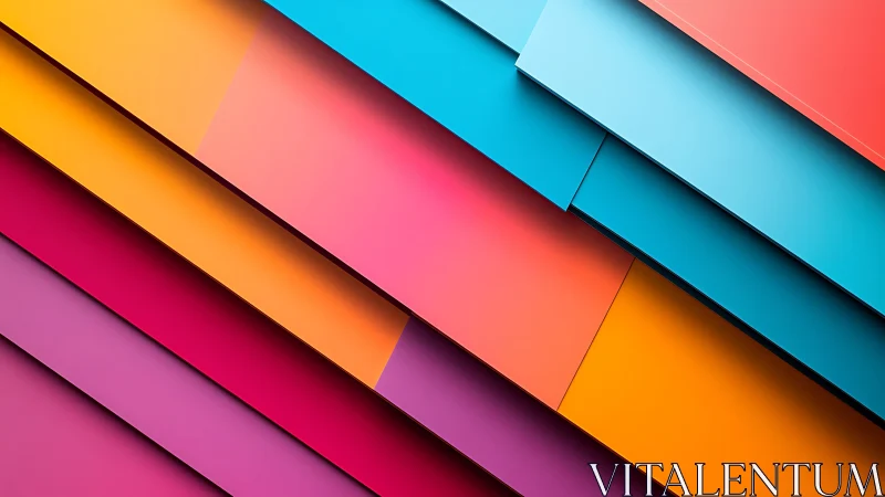 Layered diagonal color panels create dynamic geometric depth