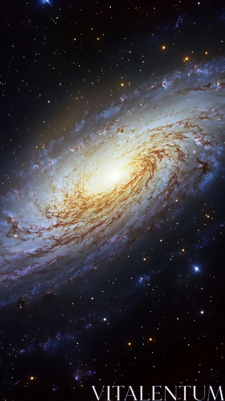 Spiral galaxy core blazing with dust lanes and starfield.