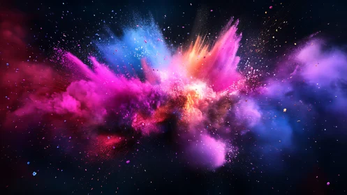 Cosmic pigment supernova exploding in electric evening space.