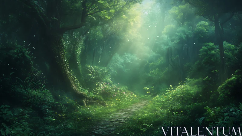 Luminous Woodland Cathedral: Where Light Conducts the Emerald Choir.