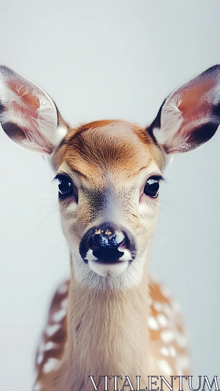 Close-up portrait of a young deer rendered in soft high-key focus