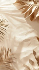 Monochrome palm leaves casting soft shadows on sand.