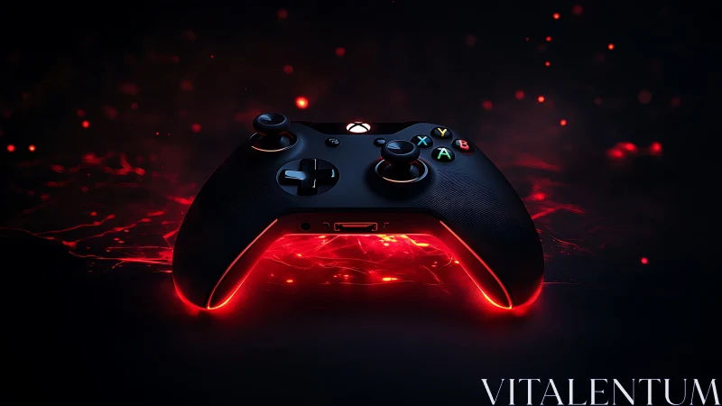 Gaming Controller with Neon Red Underglow Lighting System.