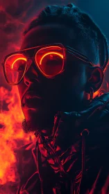 Neon crowned icon in blazing red vapor and electric shadow.