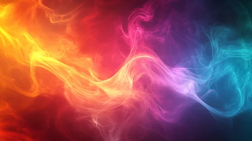 Chromatic light wisps forming fluid multicolor energy waves.