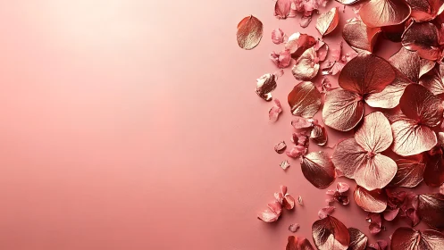 Dried Florals and Petals Arranged on Soft Pink Background