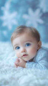 Precious Baby With Sparkling Blue Eyes in Winter