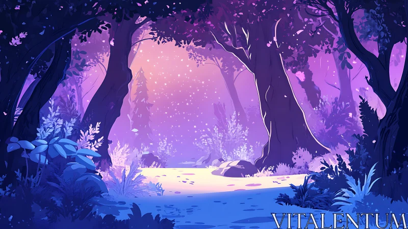 Enchanted Forest Clearing with Luminous Water