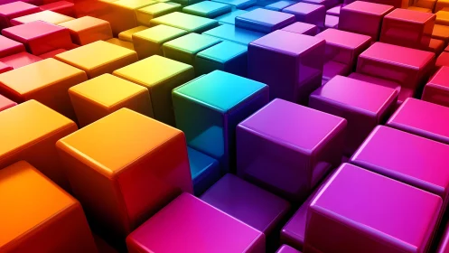 Chromatic 3D cubes form a reflective geometric gradient field