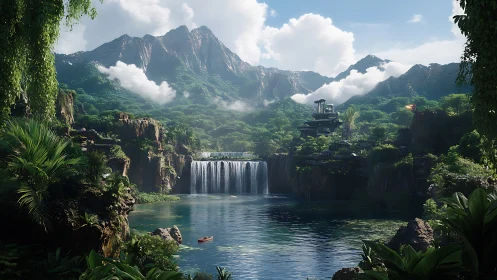 Where Waterfalls Meet Mountains: A Paradise Landscape