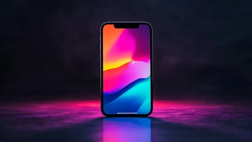 Smartphone with Vibrant Gradient Wallpaper Display