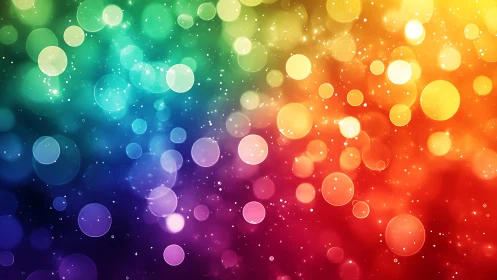 Shimmering rainbow bokeh lights drift in a dreamy glow