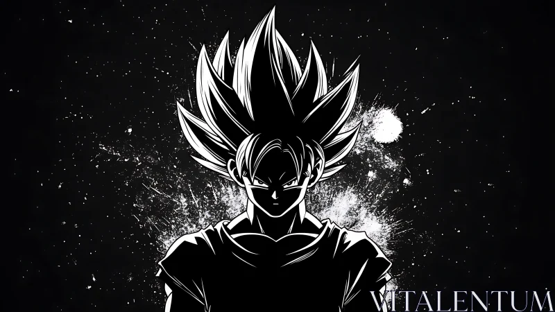 Starlit warrior silhouette carves power from cosmic ink