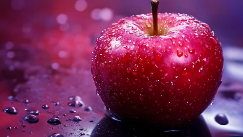 Macro study of wet red apple under controlled specular lighting.