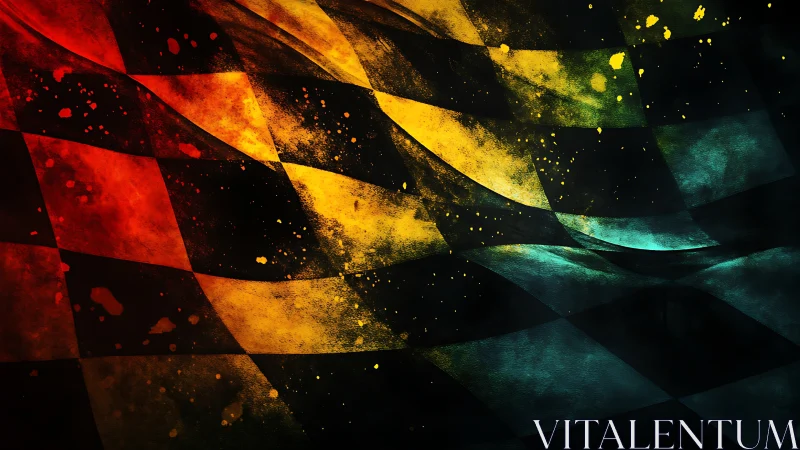 Racing colors in motion with bold splashes of fiery light.