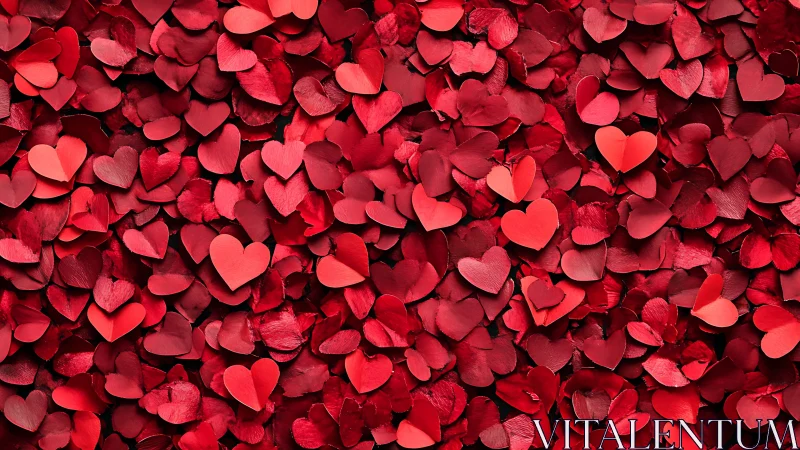 Red Hearts Layered in Dense Three-Dimensional Composition.