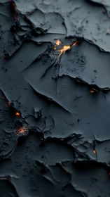 Dark fractured surface shows glowing subsurface fissures