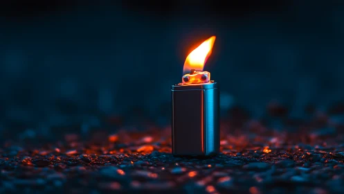 Glowing Flame Dancing Warmly in Twilight Darkness